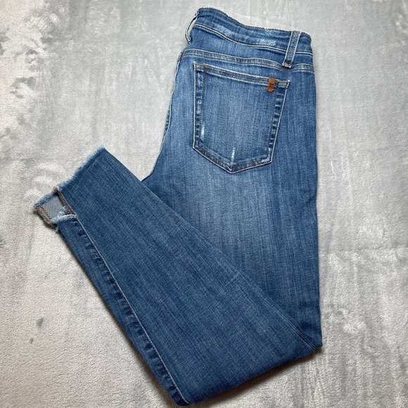 JOE'S JEANS Women's Size 30 Blue Distressed Skinny Jeans with Raw Hem - Picture 9 of 10